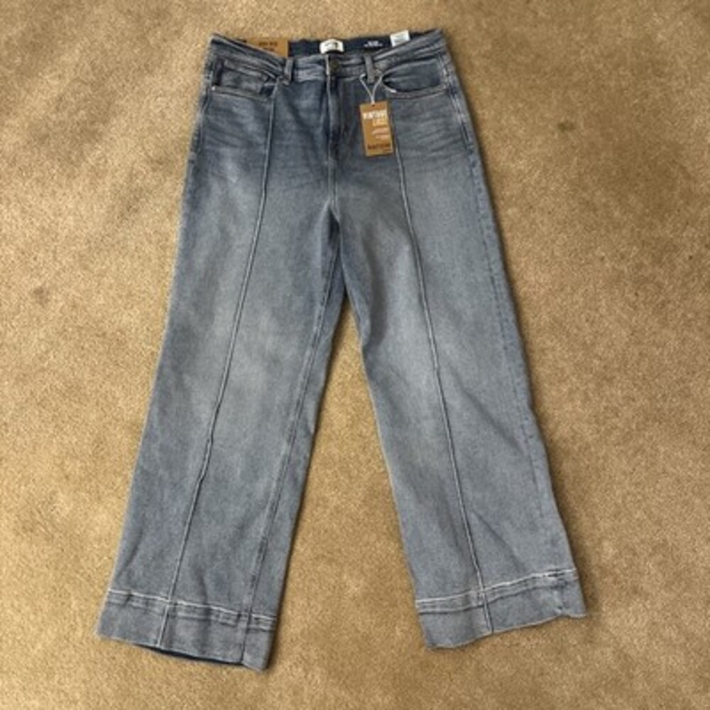 Kensie The Kaya Vintage Luxe Denim Jeans Womens 14/32 High Rise Wide Leg NEW